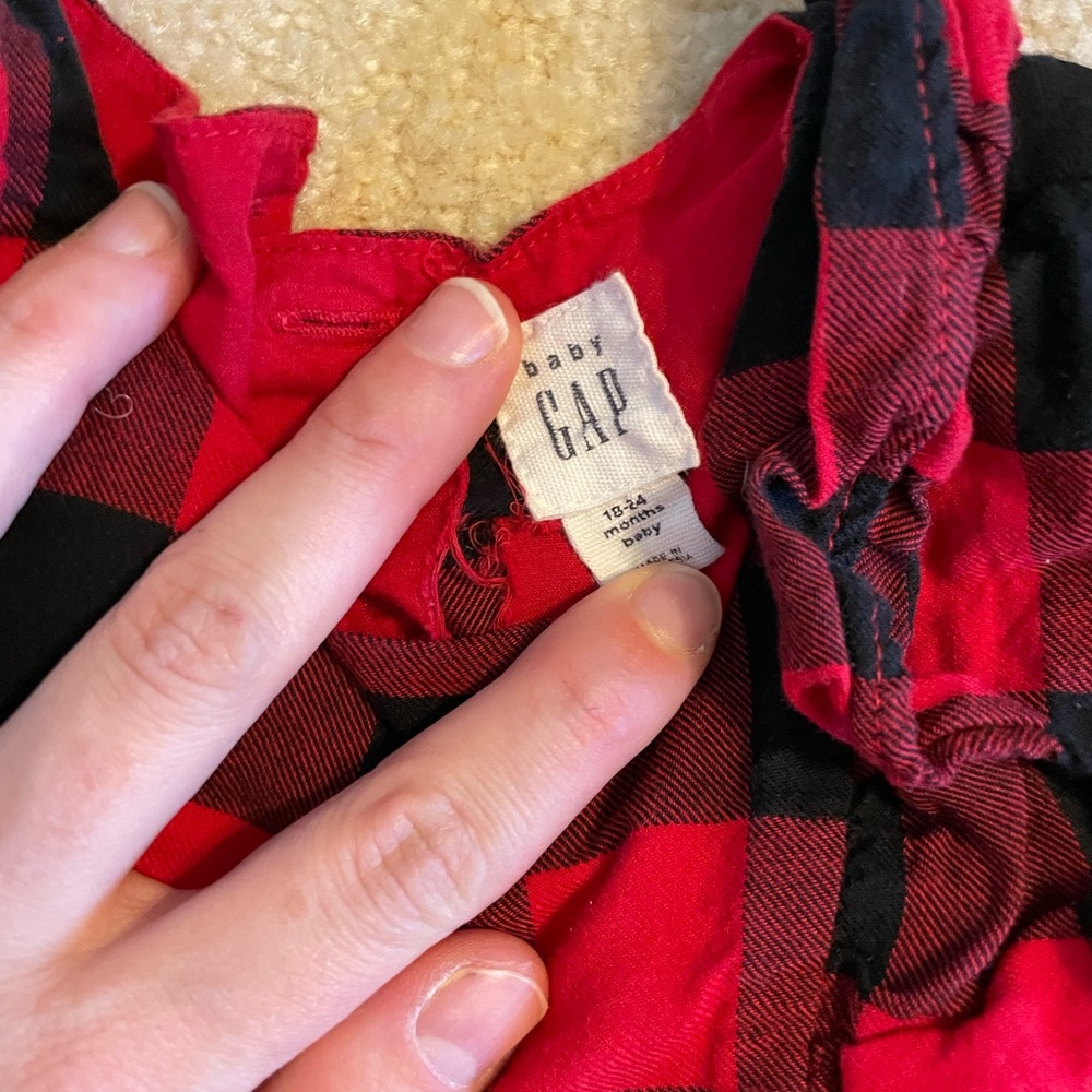 Baby Gap Ruffle Shoulder Romper, Buffalo Check - Picture 2 of 2